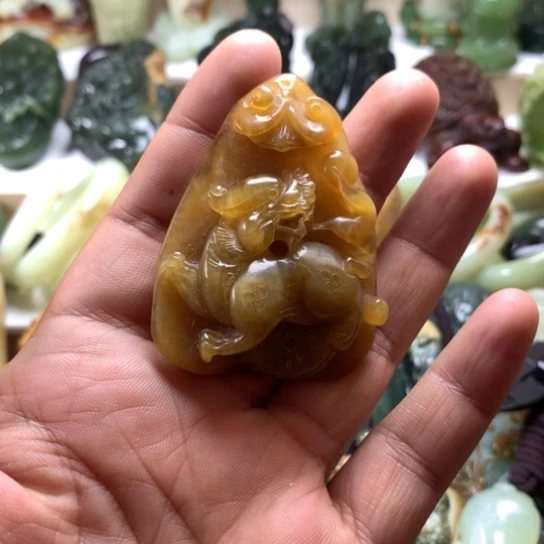 蛇纹石玉岫玉手把件未镶嵌?***?