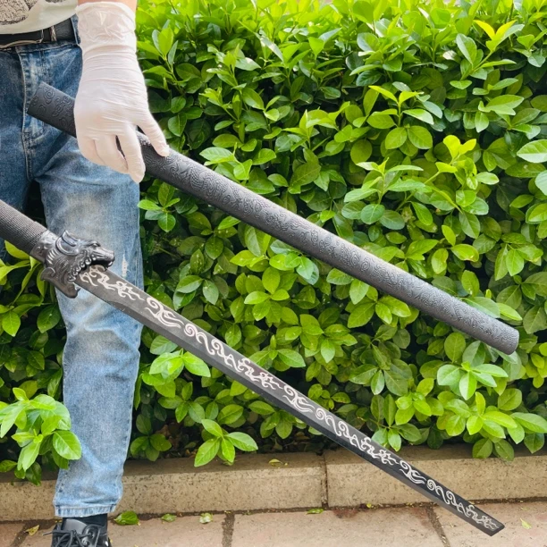 祥云一体唐横刀回火淬火锰钢棍唐横轨道钢工艺品宝剑真剑未开刃