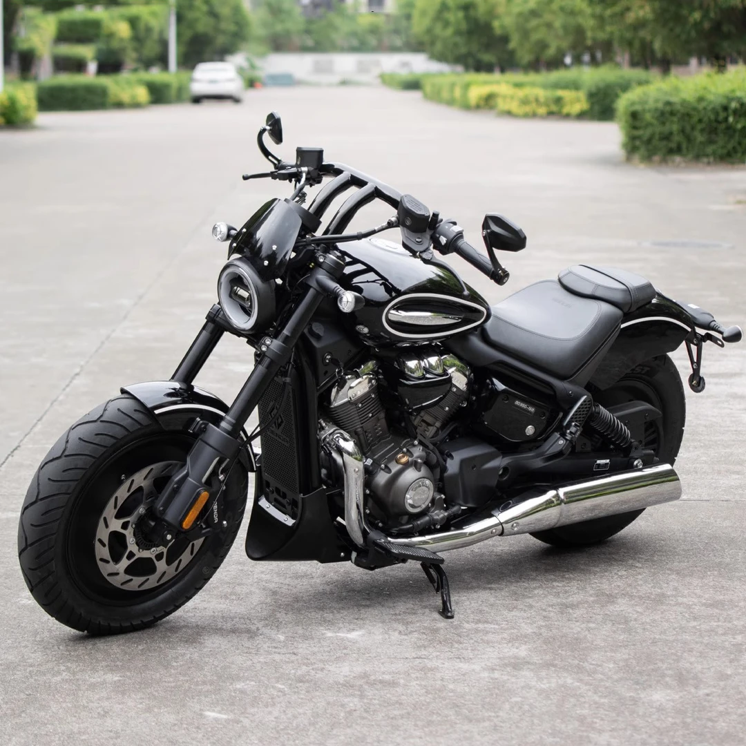 奔达金吉拉350改装T型哈雷把加粗后倾一字车把仪表前移小风挡套件