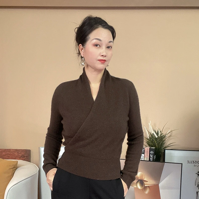 秋新厚款纯色牦牛绒长袖针织衫上衣