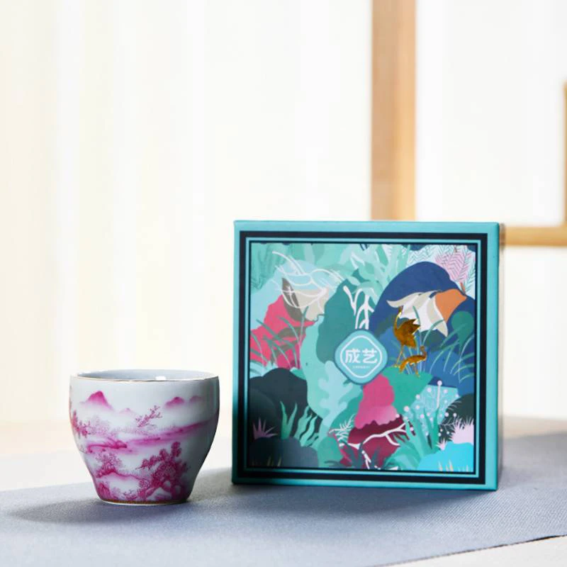 高档玛瑙红山水家用茶杯中式陶瓷功夫茶具个人杯主人杯批发定制