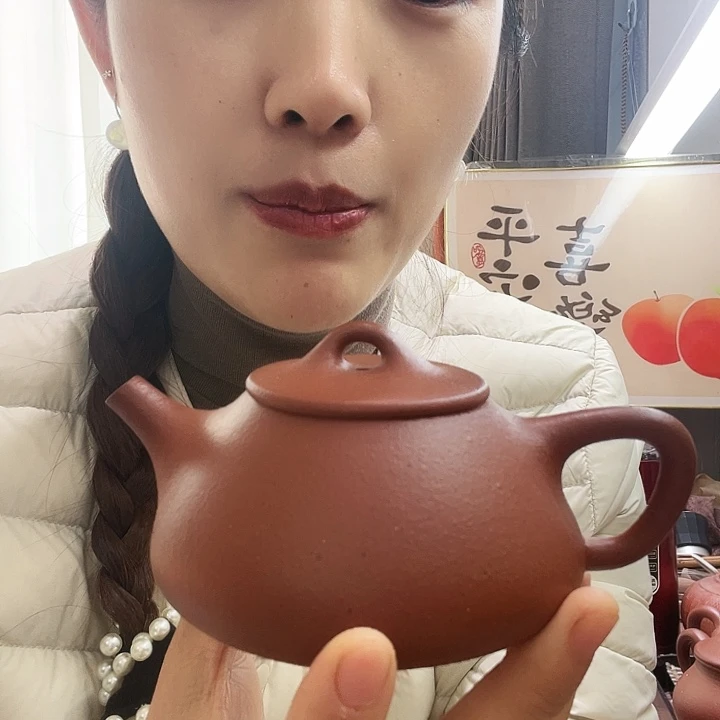 茶壶紫砂大红泥平盖石瓢200cc