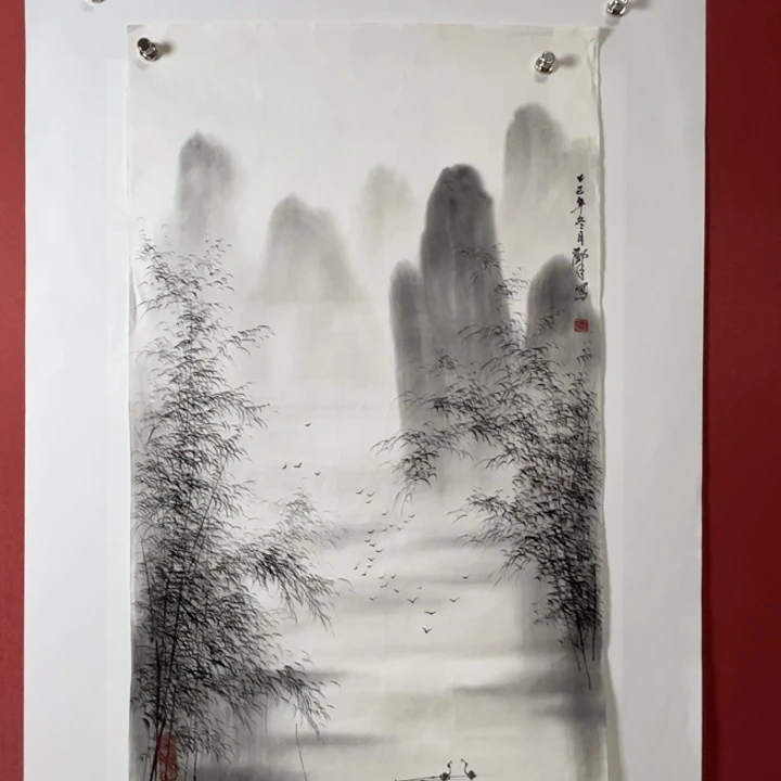 国画松精品手绘作品