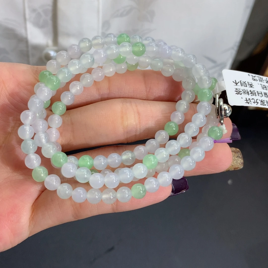 翡翠未镶嵌手串卡5冰胶多宝项链