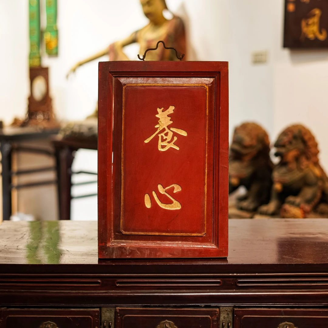 古风实木雕刻匾额中式客厅茶室园林挂屏装饰 养心