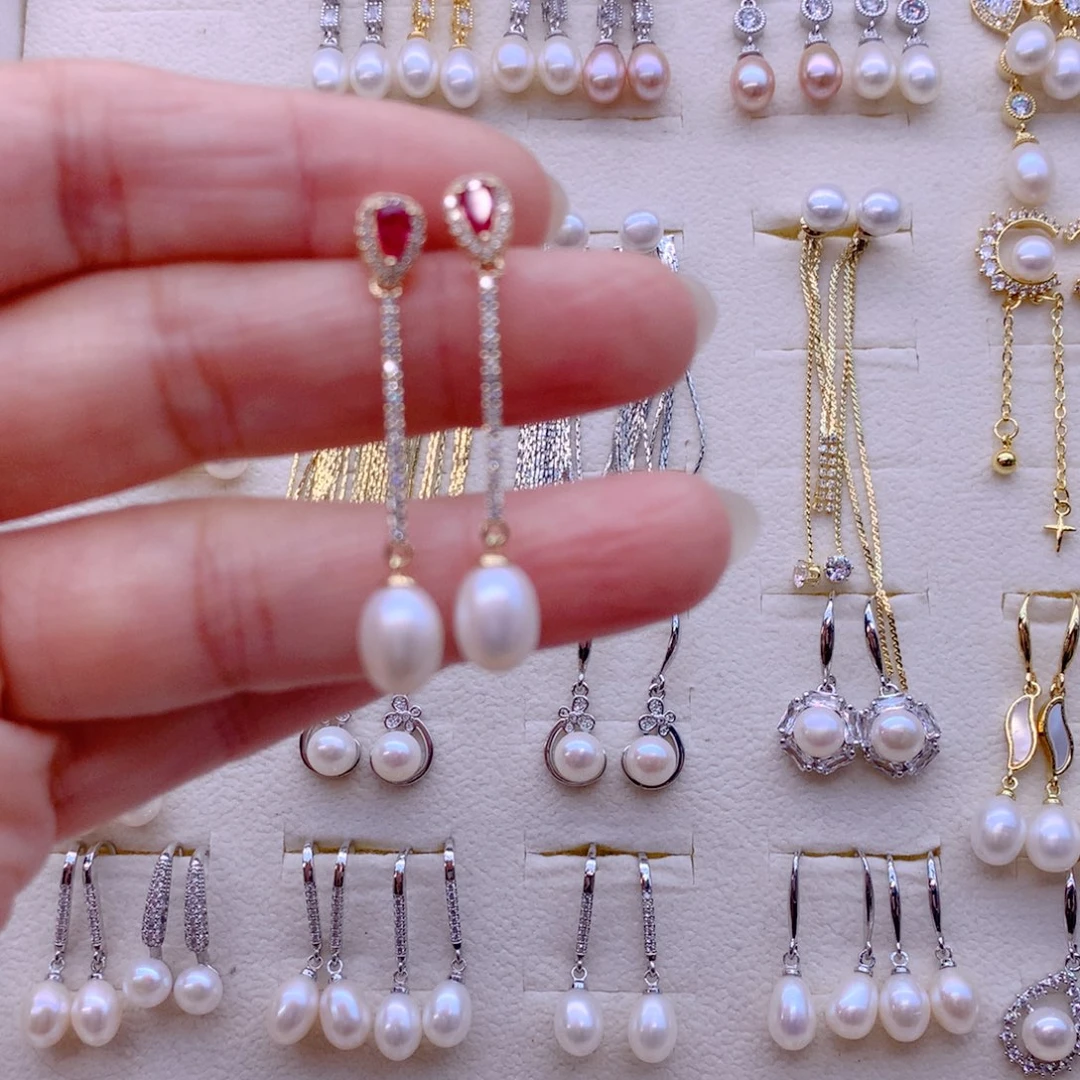 合金淡水珍珠耳饰