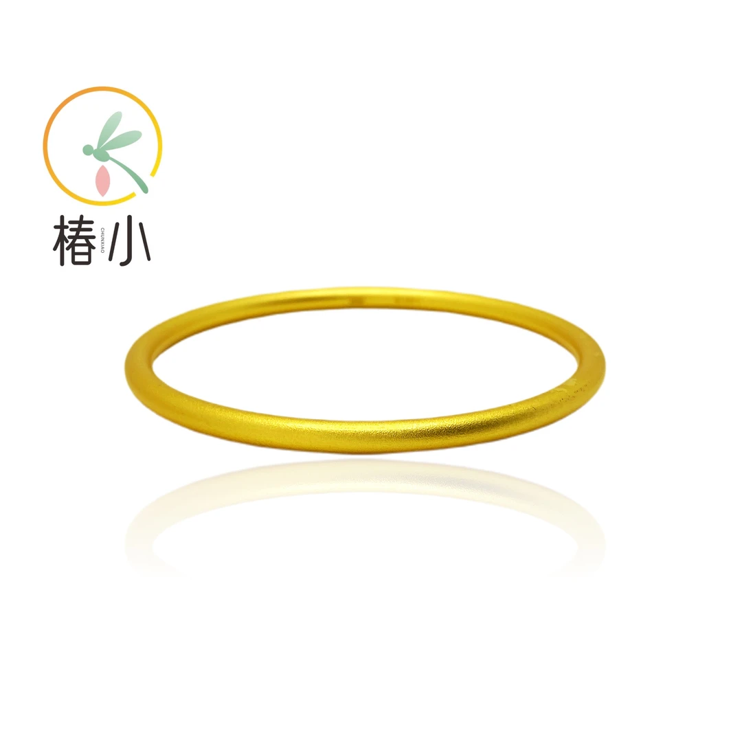足银手镯 999古法素圈手镯【椿小】618025