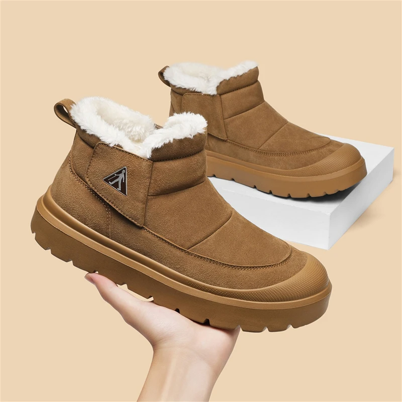 足力健靴子时尚加绒厚底户外休闲健步冬季复古厚底防水防滑雪地靴