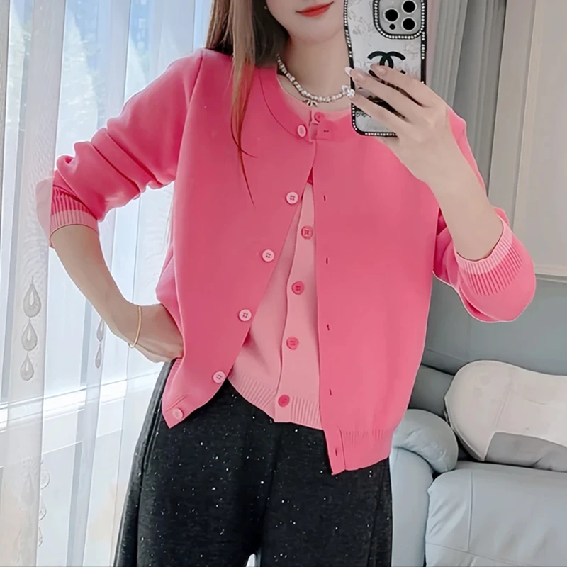 202秋冬假两件毛衣针织衫女装韩版圆领温柔时尚气质长袖开衫上衣