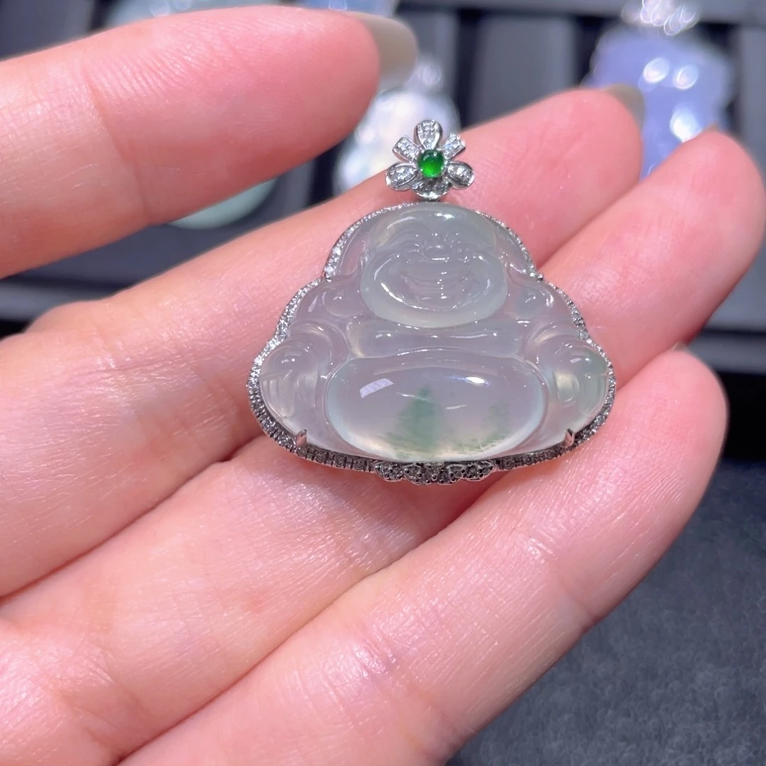 颈饰18K金镶嵌翡翠翡翠