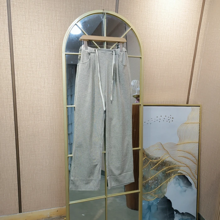 II092孕妇装秋装咖色猪鼻扣糯米裤子M90-125产前产后两穿