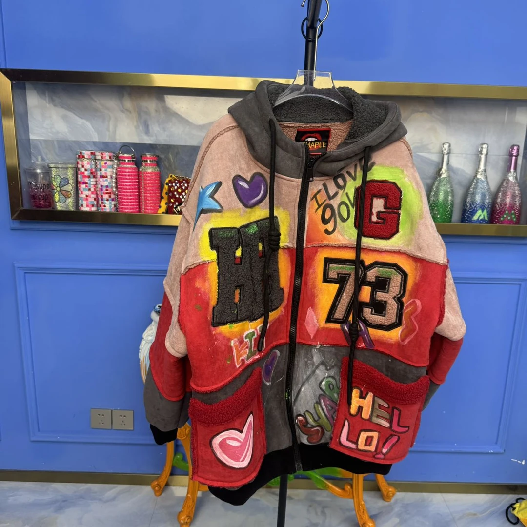 Z03-7 针织时尚休闲连帽加绒加厚秋冬冬季女士宽松潮流保暖卫衣