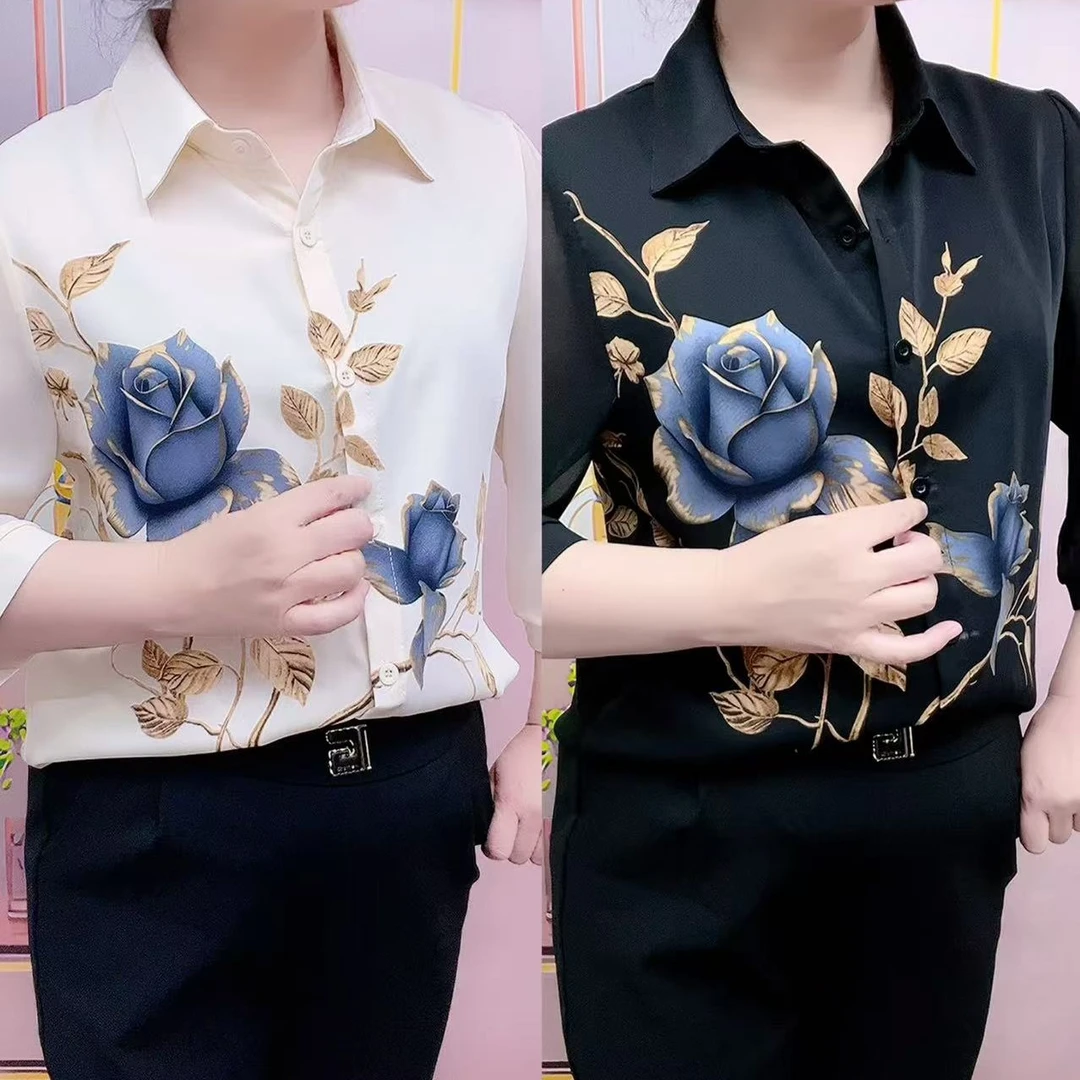 新款八分袖花色开衫面料舒适时尚百搭减龄