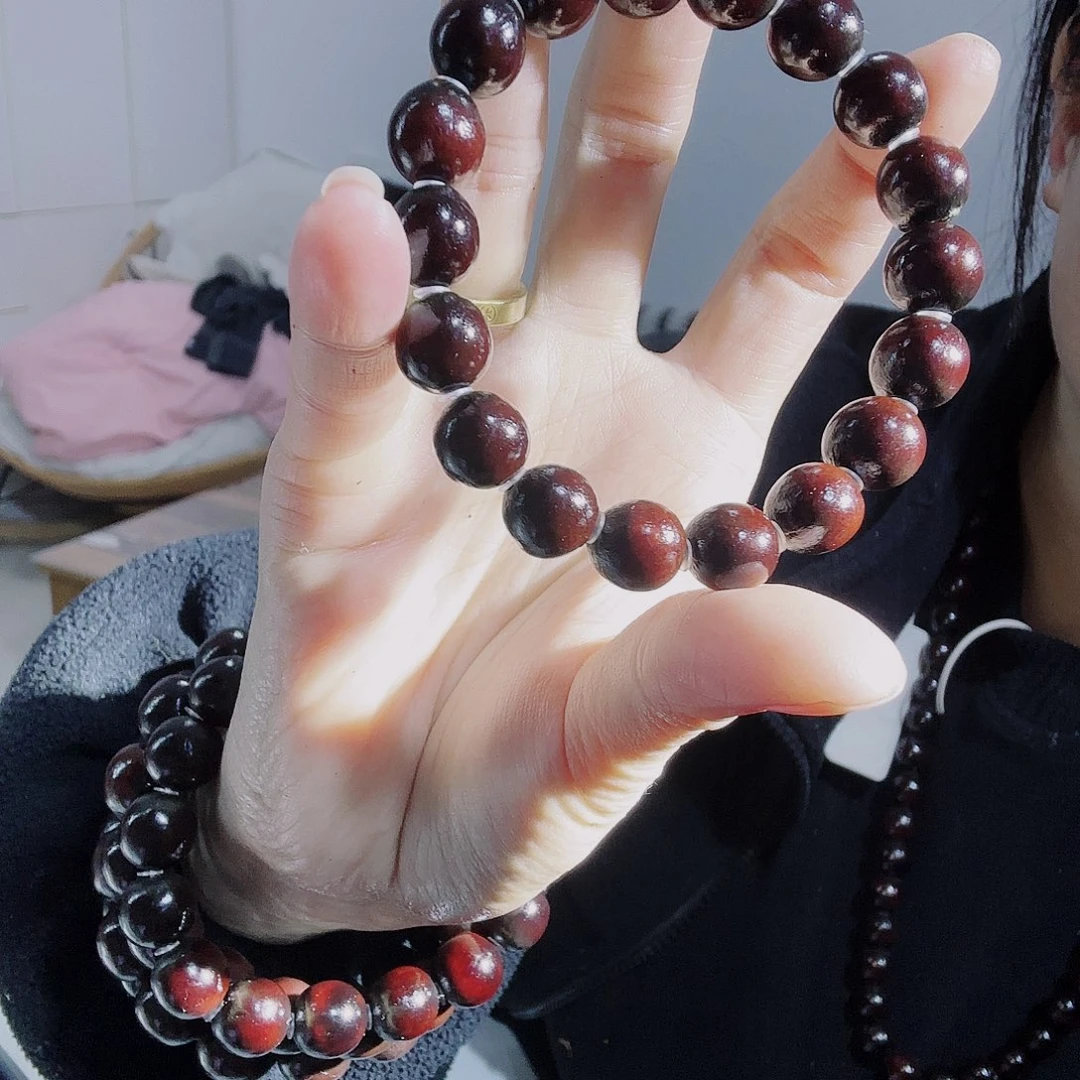 凤***槃吊坠草珠菩提无患子陈年矮桩红籽21颗手持