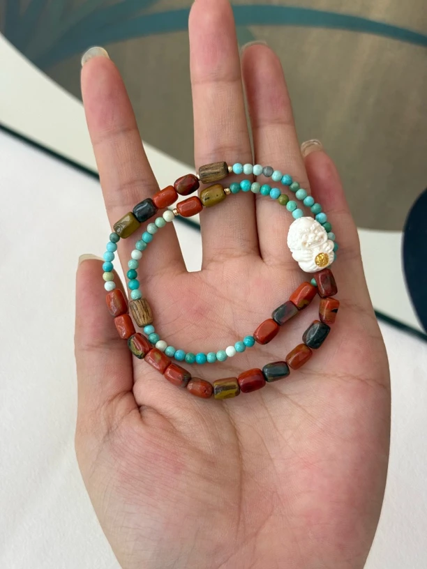 猛犸牙雕刻件手串