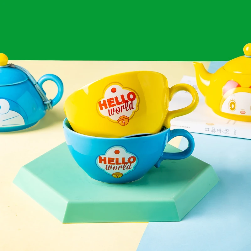 哆啦A梦陶瓷茶壶套装卡通创意可爱茶具家用喝水办公室茶壶