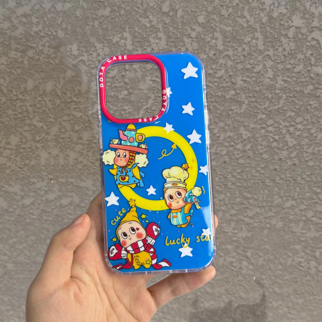 适用苹果17promax手机壳亮面星星人全包防摔16/15/14保护套