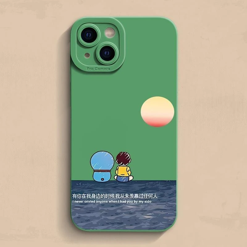 背影大雄叮当猫适用苹果iPhone16pro瞳眼15手机壳iPhone14/13软套