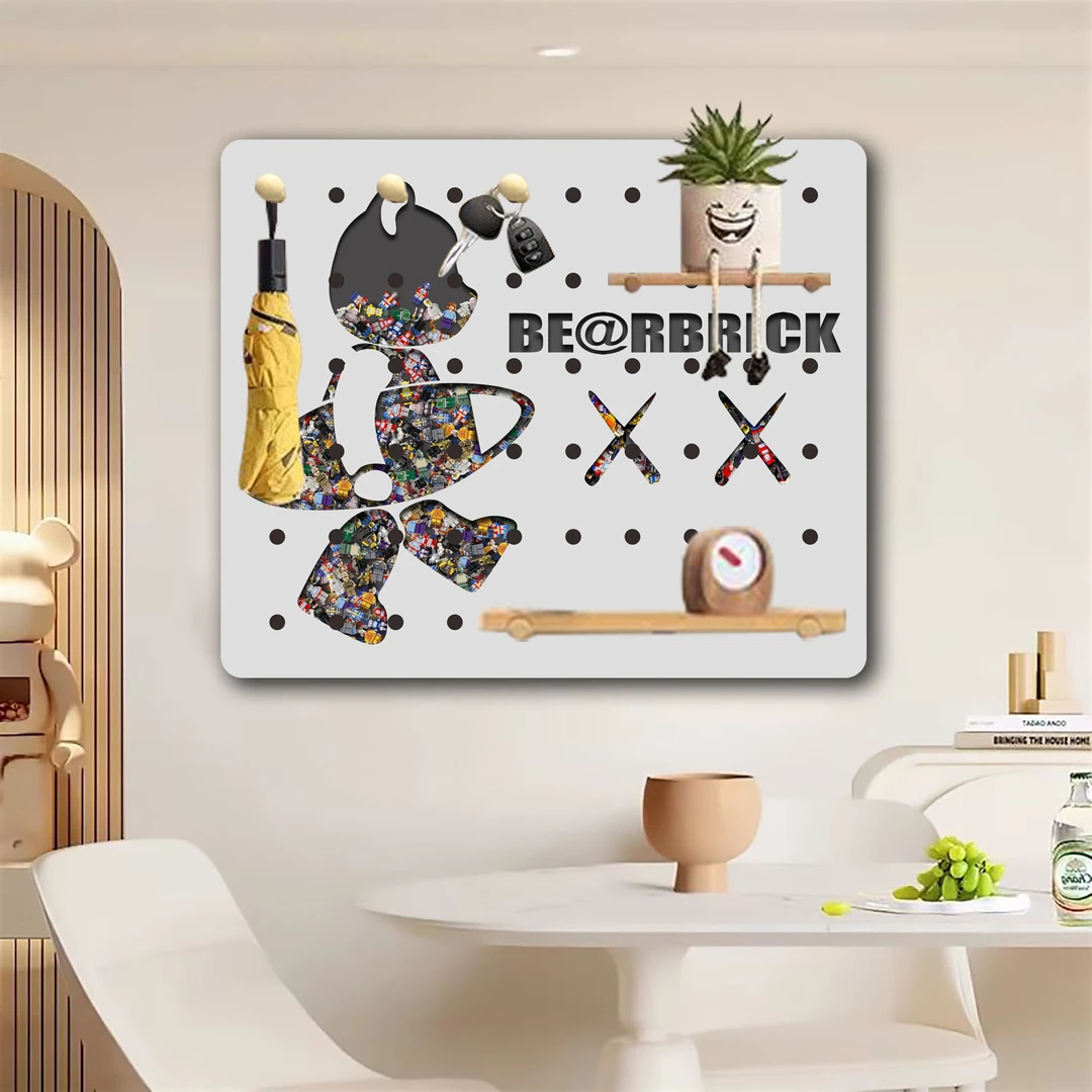 潮玩洞洞板装饰画积木熊免打孔时尚艺术家居洞洞板画KAWS潮玩