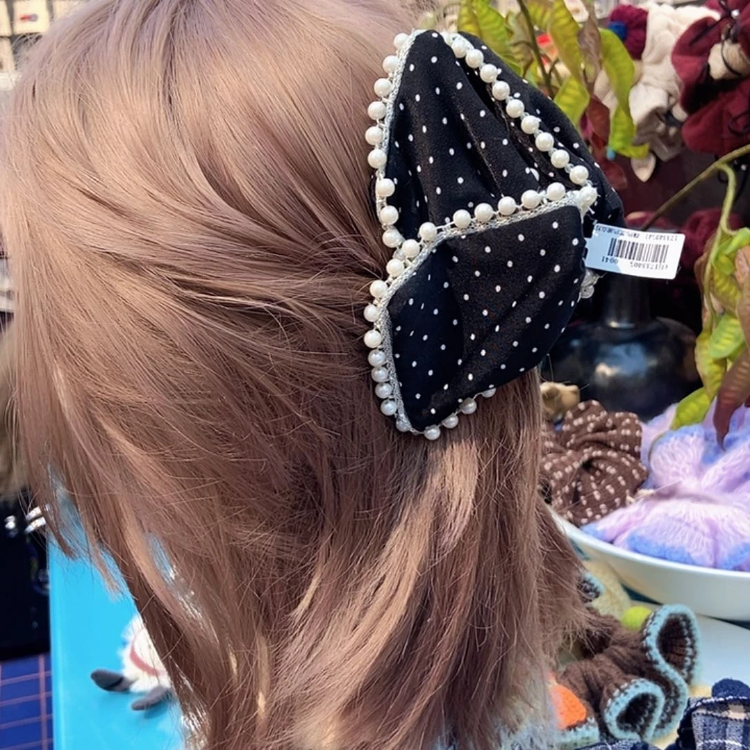 布艺铁合金波点珠珠三角夹