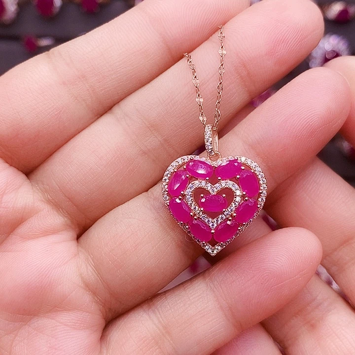 银S925镶嵌颈饰红宝石