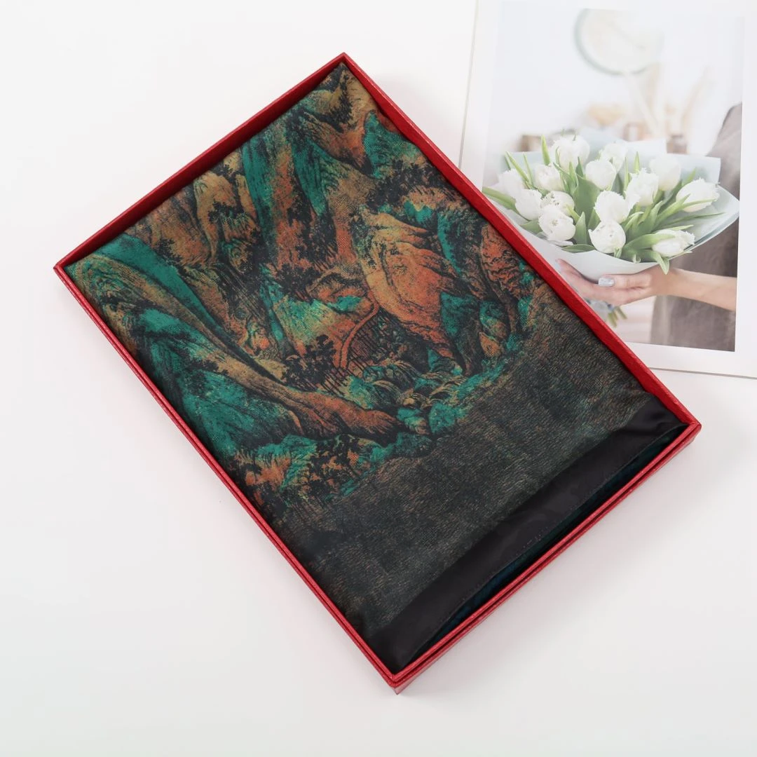 雅丝丨千里江山图丨香韵纱 花萝 提花 镂空 双面180*70长巾