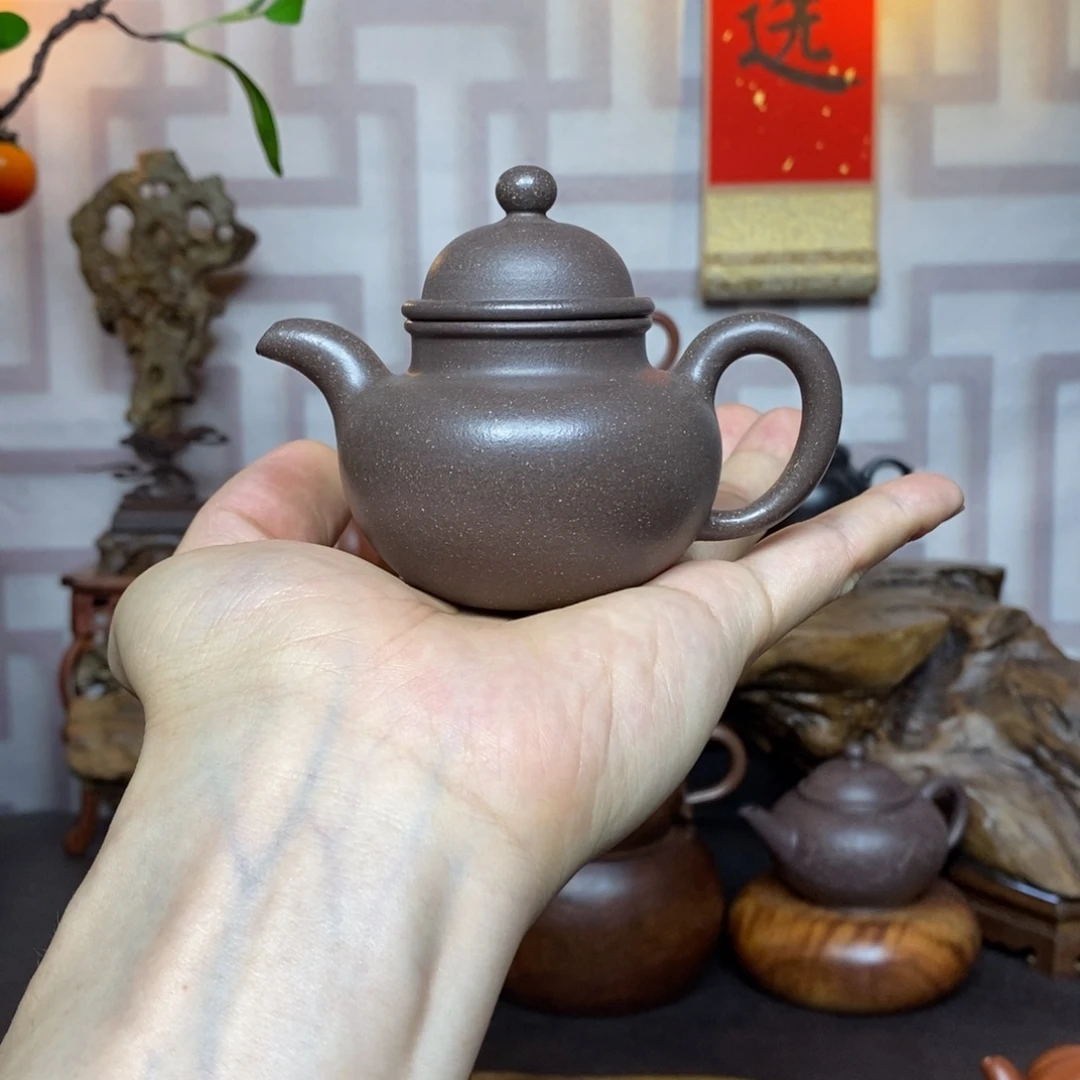 茶壶紫砂紫砂茶具青灰段小掇球