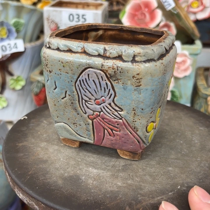 紫砂花盆粗陶材质多肉花盆