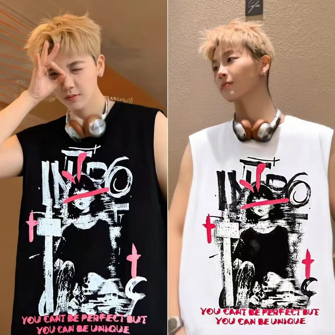 断码特惠 背心美式潮牌印花男女潮流情侣宽松休闲上衣