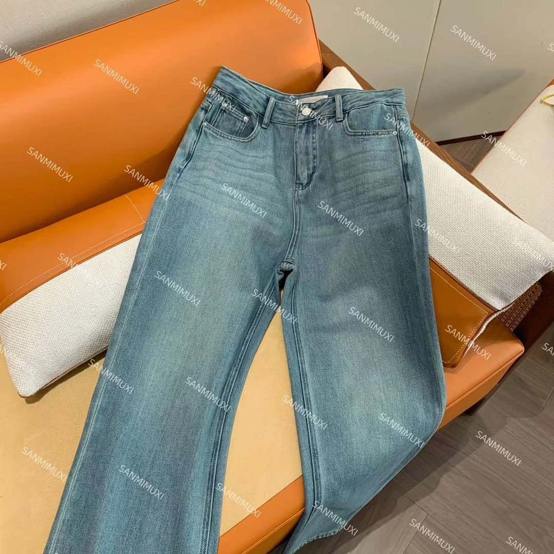SANMI/叁米  春款直筒拖地牛仔阔腿裤 9975