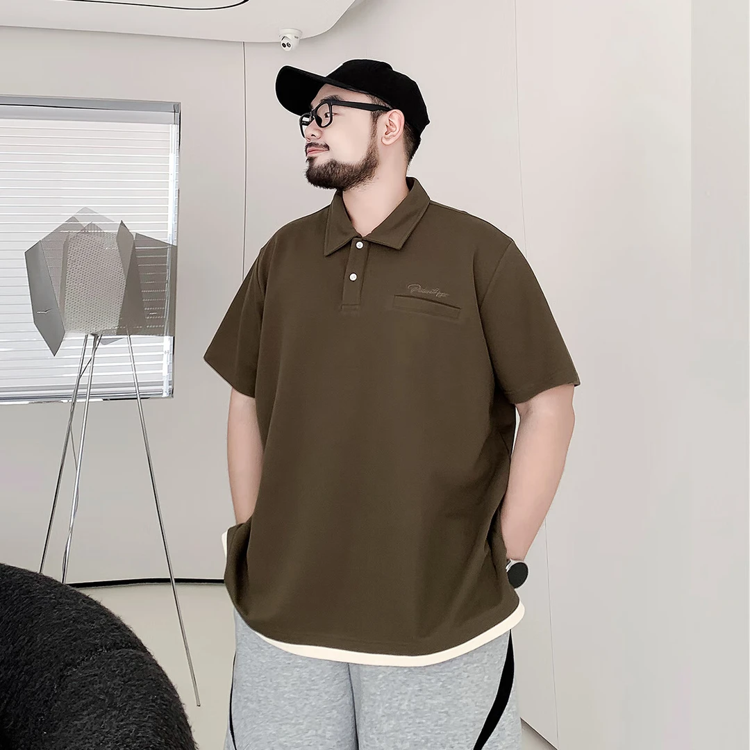 VTOS维特沃森大码男装胖子夏季宽松大码假两件短袖polo衫男休闲