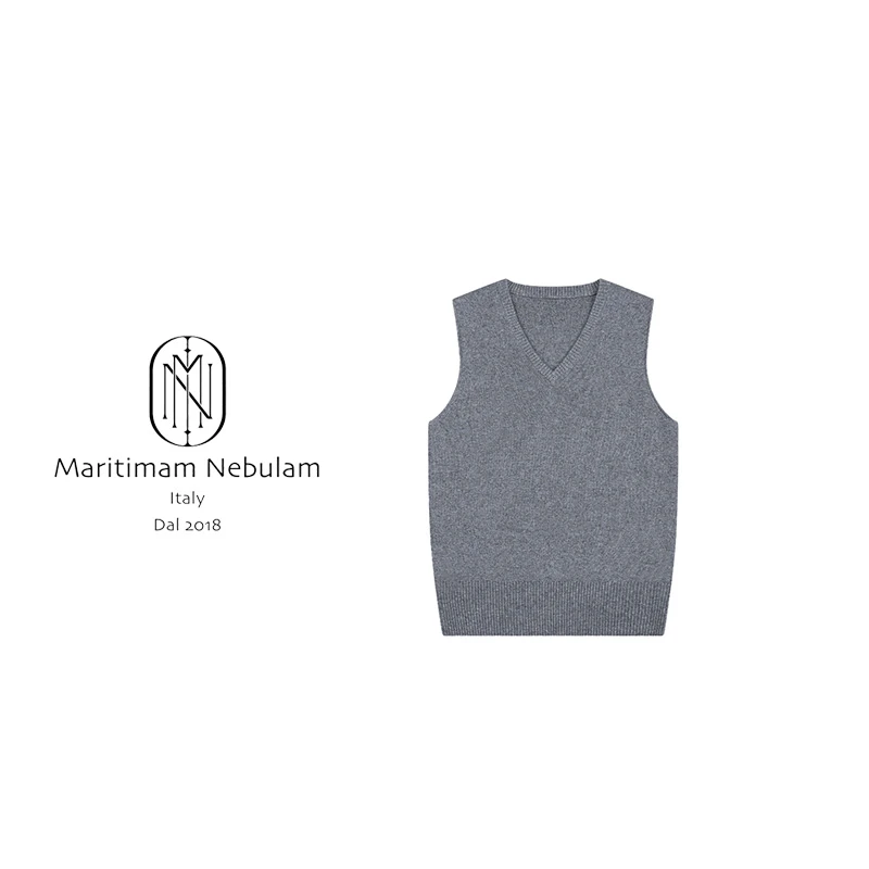 MN"言一马甲"V领无袖修身针织衫上衣 SZ1802