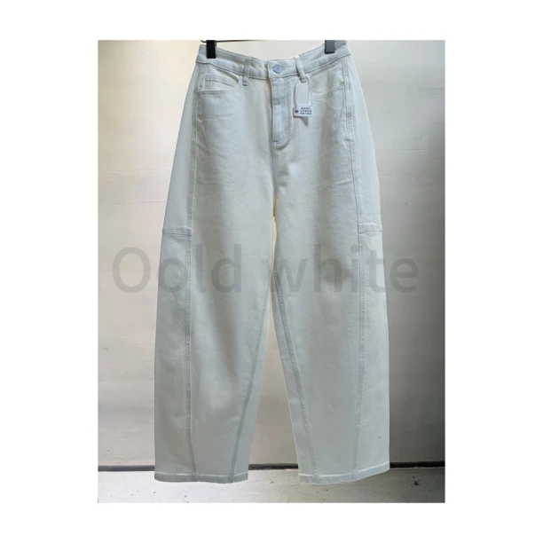 老白家 重工白牛仔裤 阔腿镰刀香蕉裤春夏