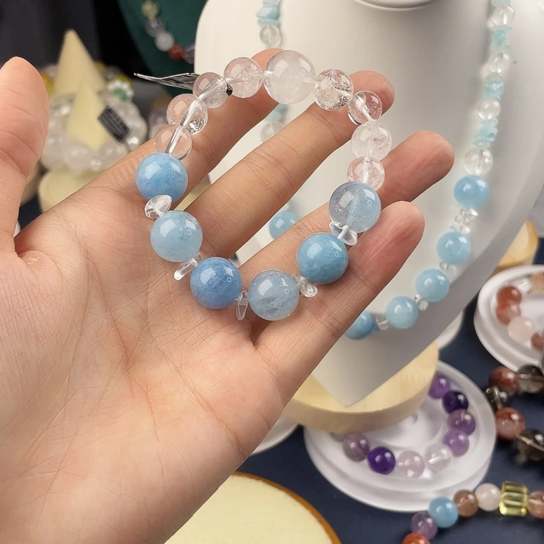 银S925镶嵌手链烟晶