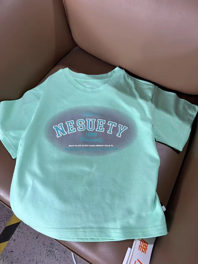 舅舅严选童装夏季男童潮韩版时尚宽松休闲圆领短袖C88669浅绿