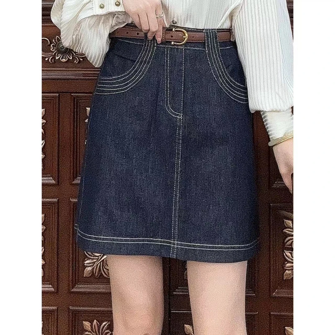 西西【松岛苍兰】复古百搭显瘦半身裙高腰女装小个子短裙00040