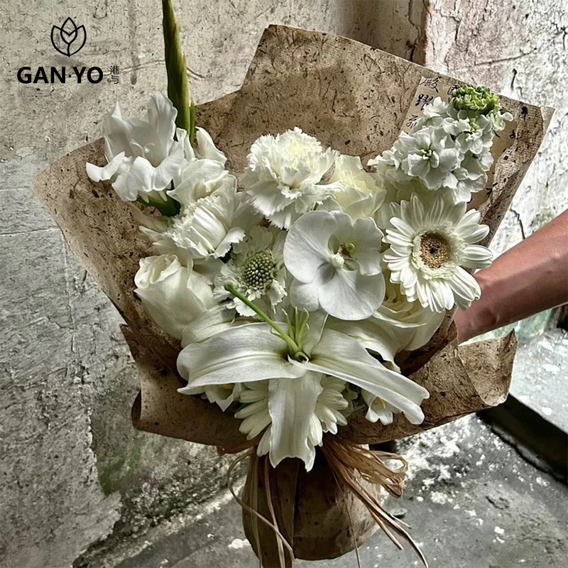 港与 复古加厚桑皮纸鲜花花束包装纸咖啡渣花艺花店手工diy材料