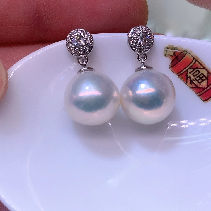 银S925镶嵌耳饰淡水珍珠