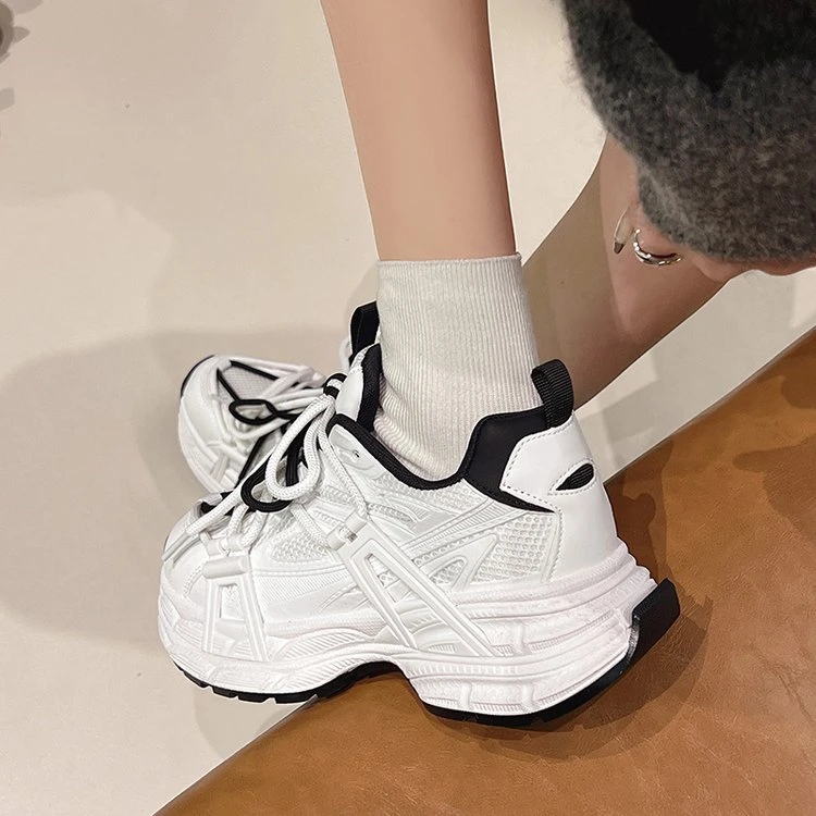 MULI港风百搭网面厚底老爹鞋ins风