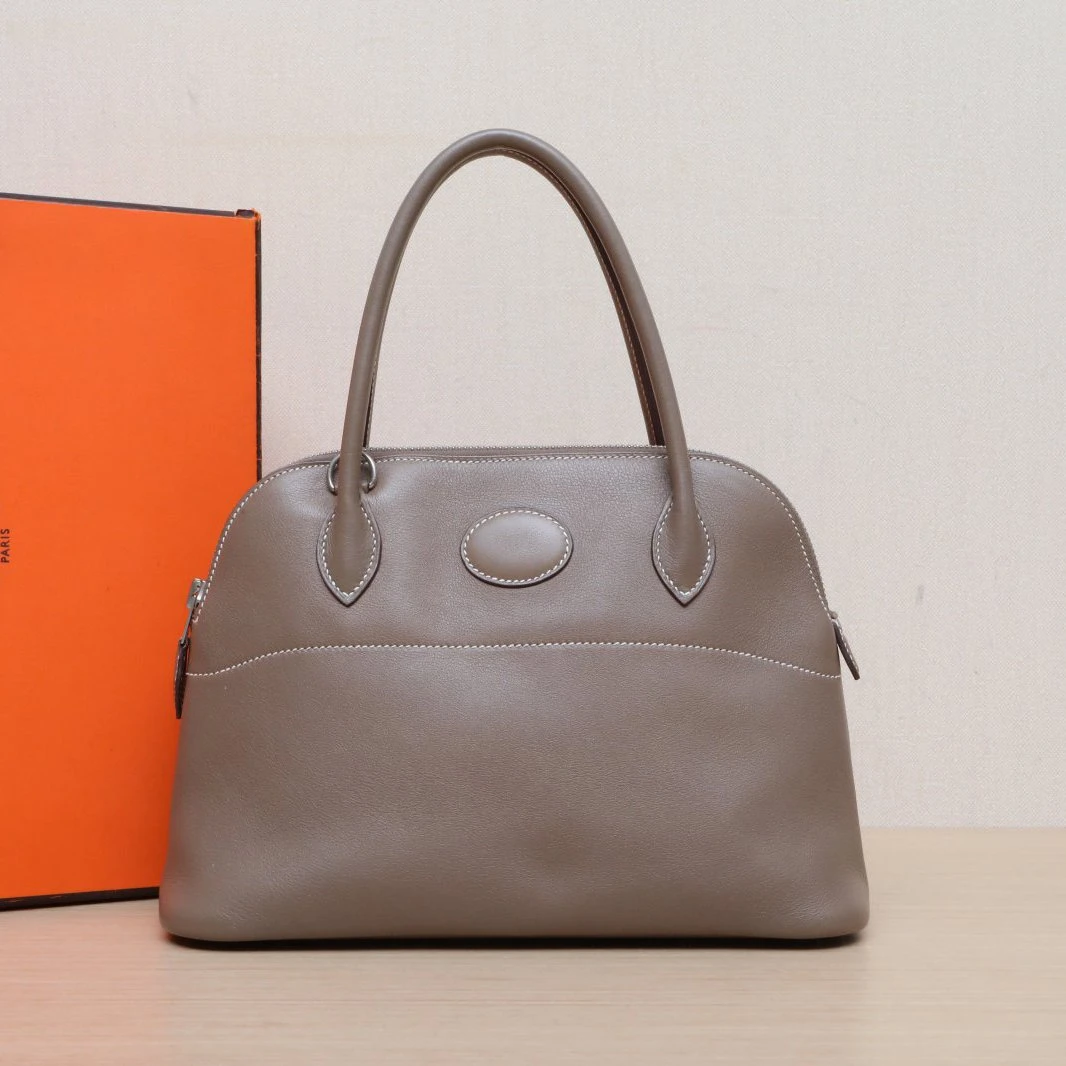 95新 Hermes/爱马仕 【娇】保龄球包 27 大象灰 Sw皮 框L 784988