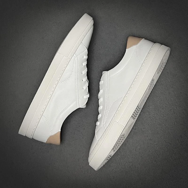 欧洲站软底纯牛皮新款春季男鞋休闲板鞋时尚男潮鞋真皮百搭小白鞋