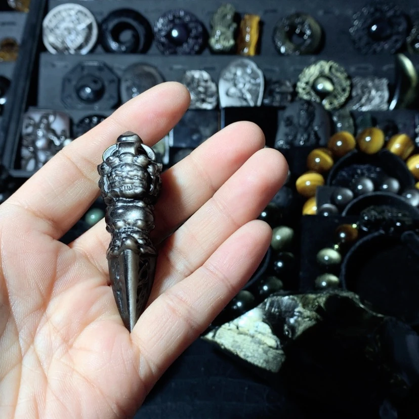 【闪购商品】黑曜岩吊坠(赠链)未镶嵌罗*兰高定月球珠链