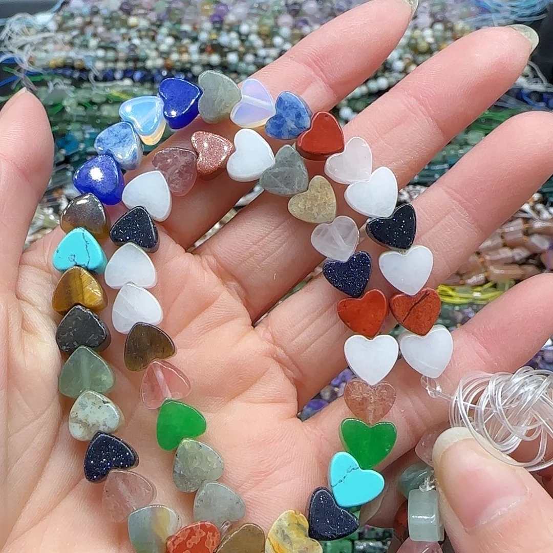玛瑙/玉髓珠宝半成品合金多宝爱心8mm一条