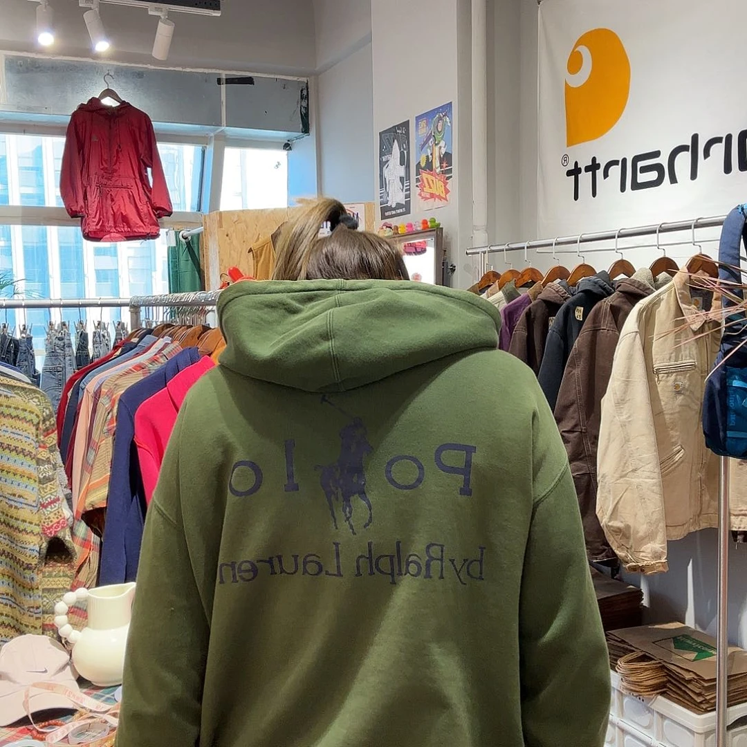 中古款拉夫绿色连帽no退换