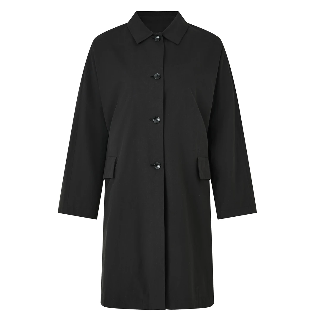 Row风质感单排扣翻领A版长风衣