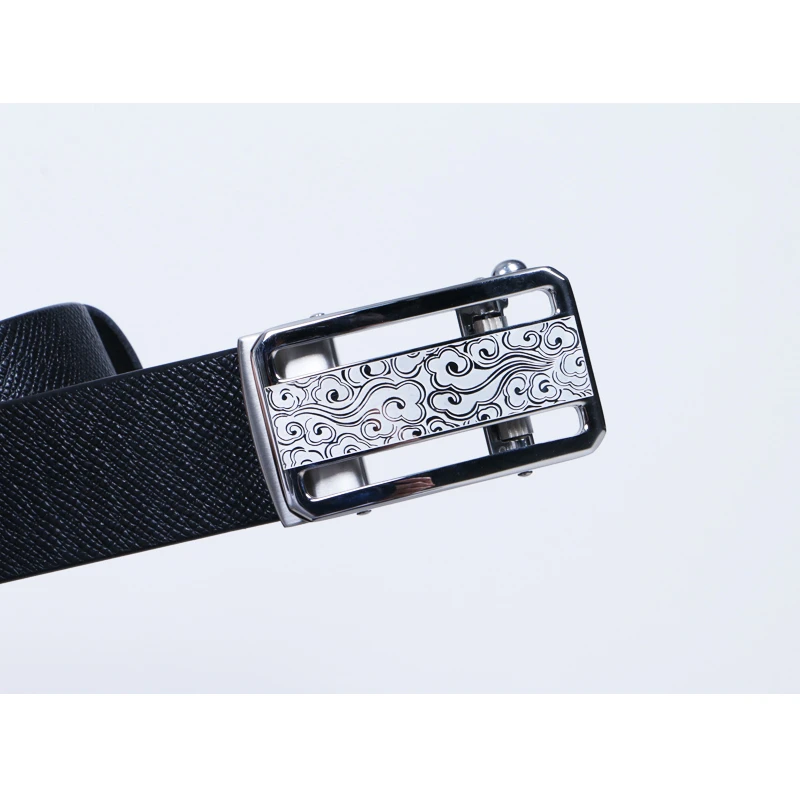 男士商务休闲纯手工订制头层牛皮304不锈钢外穿无牙自动扣裤腰带