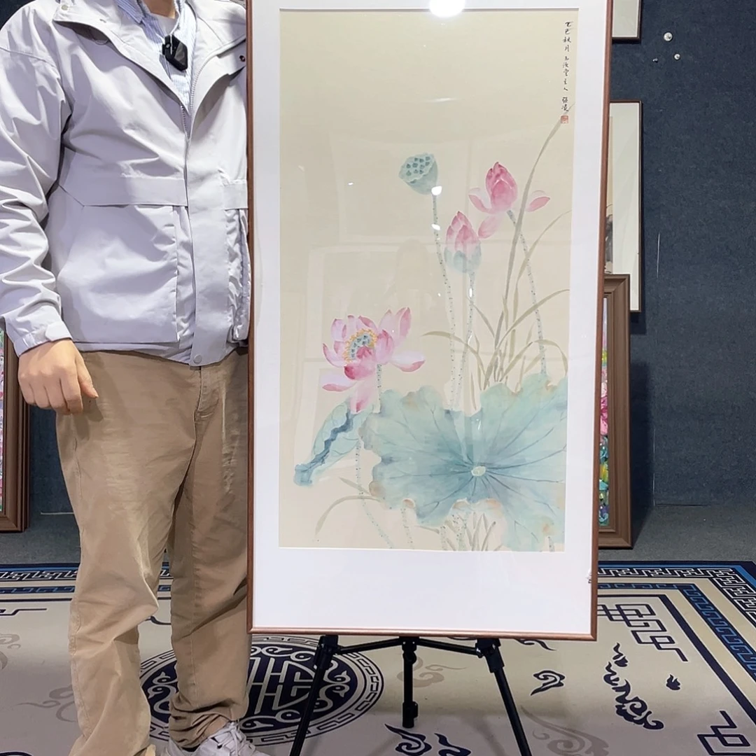 国画手绘画作品带框60/120