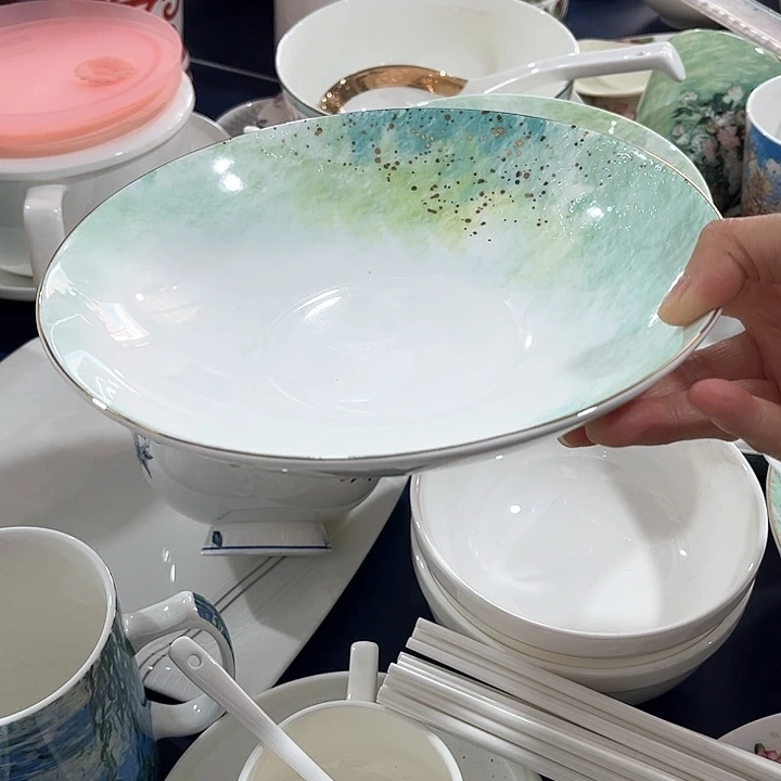 碗微瑕骨瓷饭盘两只装星河璀璨