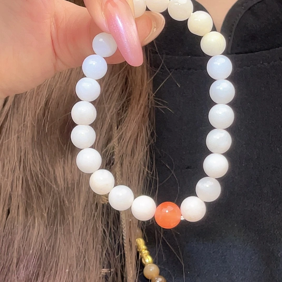 和田玉未镶嵌挂件白玉红卡8