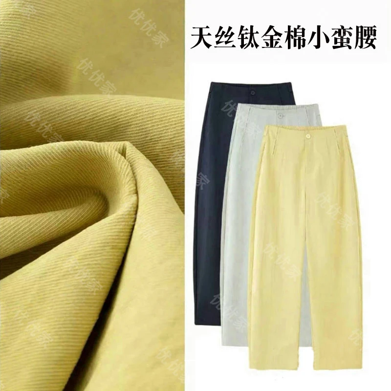 【专柜正品】夏季新品桑蚕 丝天丝弯刀裤高腰窄版显瘦直筒九分裤